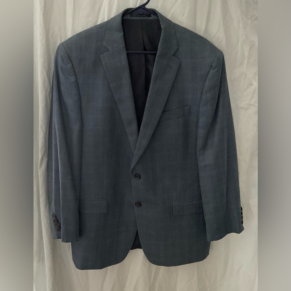 Lauren Ralph Lauren sport coat silk/ wool blend 43R gray with blue lines